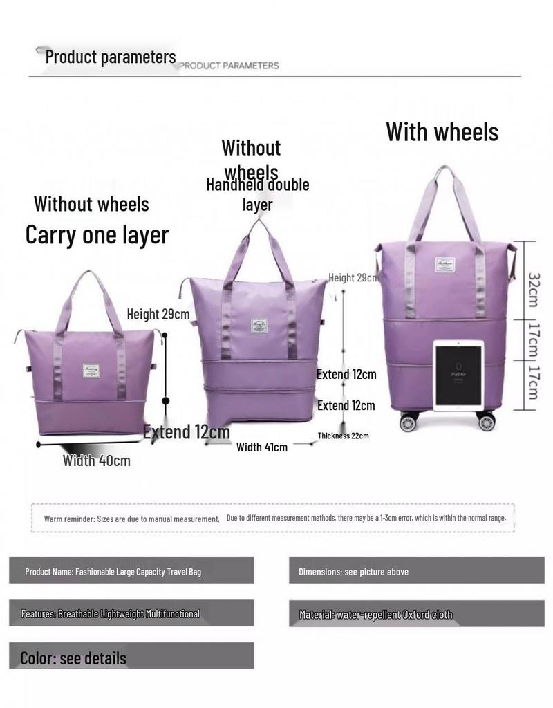 Dreilagige Duffle-Tasche für Wehen und Geburt mit Rädern - Handliche Reisetasche mit großem Fassungsvermögen für Frauen