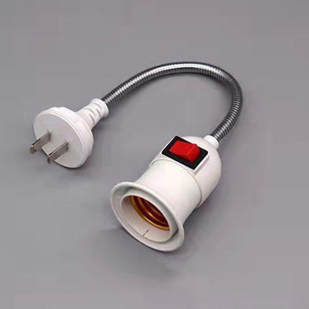 EU / US Plug E27 Lamp Base with Switch White Light Holder Durable Bulb Adapter  Bedroom