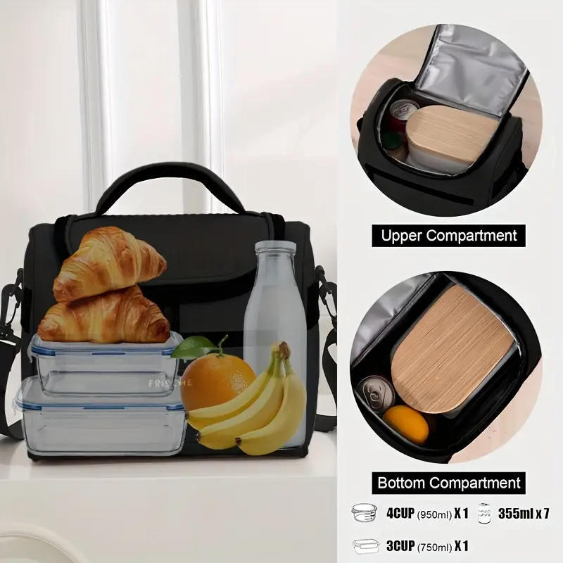 New Tote Cooler Lunch Bags Portable Outdoor Picnic Office School Insulation Bag with Shoulder Strap
