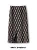Women's Fashionable Retro Plaid Skirt - Autumn 2025 Style, Petite High Waist, Hip-Hugging Brown Slit Design