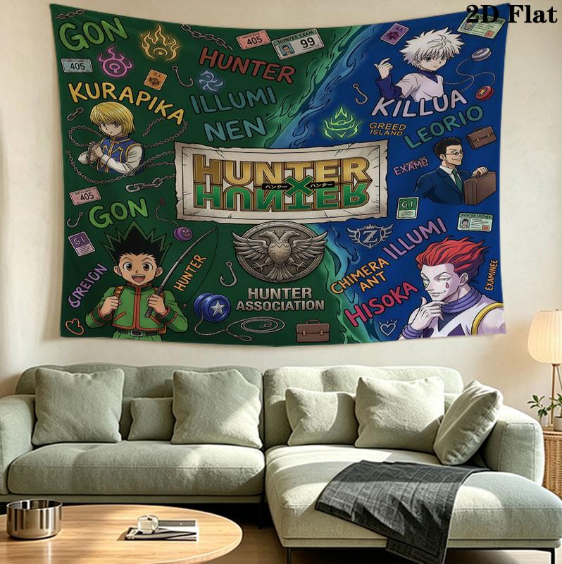 Hunter X Hunter Wall Tapestry Aesthetic Wall Hanging Printed Fabric Blanket Decorative Tapestries For Bedroom Living Room Home Decor