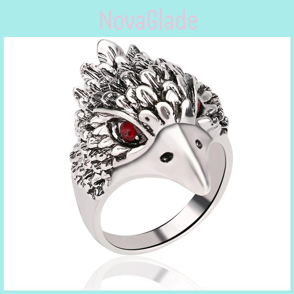 Exquisite Silver Cool Punk Animal Ring Eagle Biker Ring Fashion Jewelry For Men Women