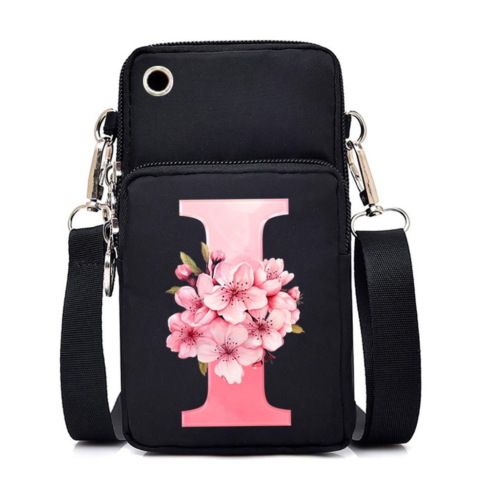 2024 Mobile Phone Bag Women's Messenger Bag New Alphabet Letter Printing Black Shoulder Bag Change Bag
