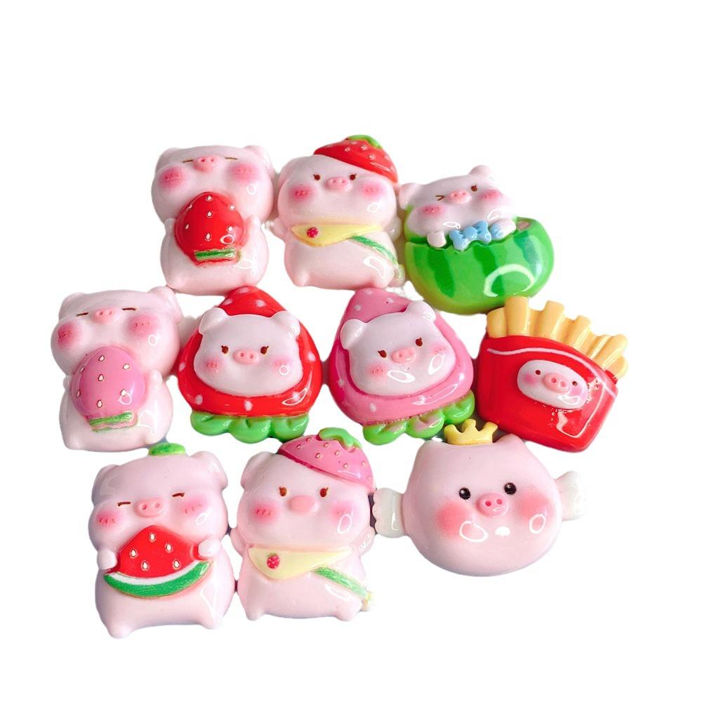Shiny Strawberry Watermelon Pig Resin Accessories For Diy Jewelry