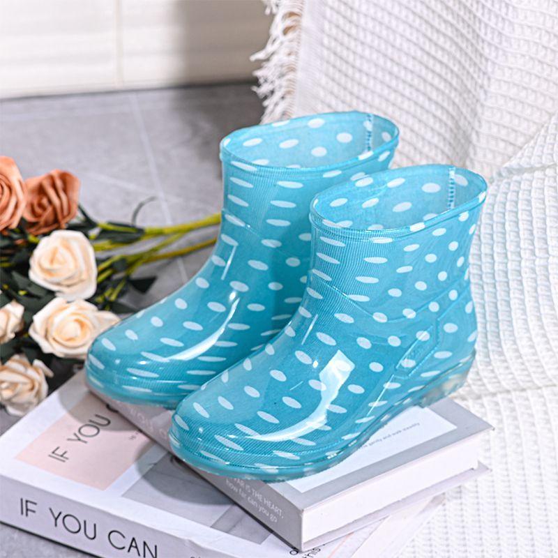 Women's Waterproof Short Shaft Rain Boots Fleece-Lined Anti-Slip Warm Rubber Boots for Kitchen & Outdoor Stylish Adult Footwear