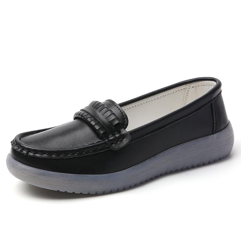 Women Black Moccasins Driving Shoes Flats Casual Nurse Shoes Loafers Simple Soft White Office Shoes Large Size