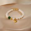 Natural pearl bracelet simple and versatile jasper bracelet national style small lucky bag pendant jewelry