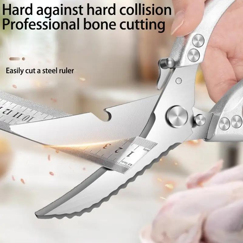 Nożyczki Kuchenne Nożyce ze Stali Nierdzewnej z Antypoślizgowym Uchwytem Do Drobiu Mięsa Kości Nożyczki BBQ Nożyczki Wielofunkcyjne