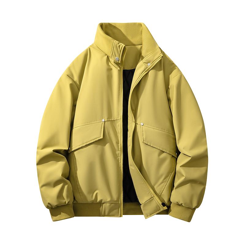 Splicing Color Blocking Thick Warm Cotton Jacket for Men's Winter Clothing, Loose and Comfortable Stand Up Collar, Casual Cold Proof Cotton Jacket
