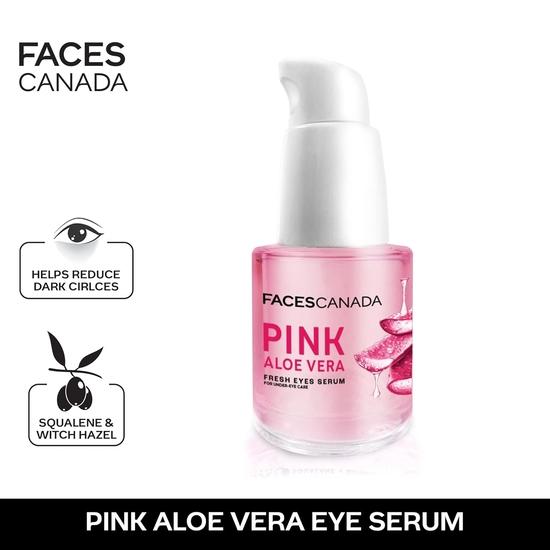 FACESCANADA Pink Aloe Vera Fresh Eyes Serum For Under-Eye Care, 15ml | Squalene, Witch Hazel & Quinoa Extracts | Anti-Ageing, Brightening