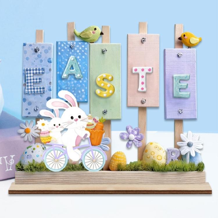 Easters Decors Wood Happy Easters Signs Block Tabletop Ornament Easters Bunnies Centerpieces Dining Room Kitchen Decors