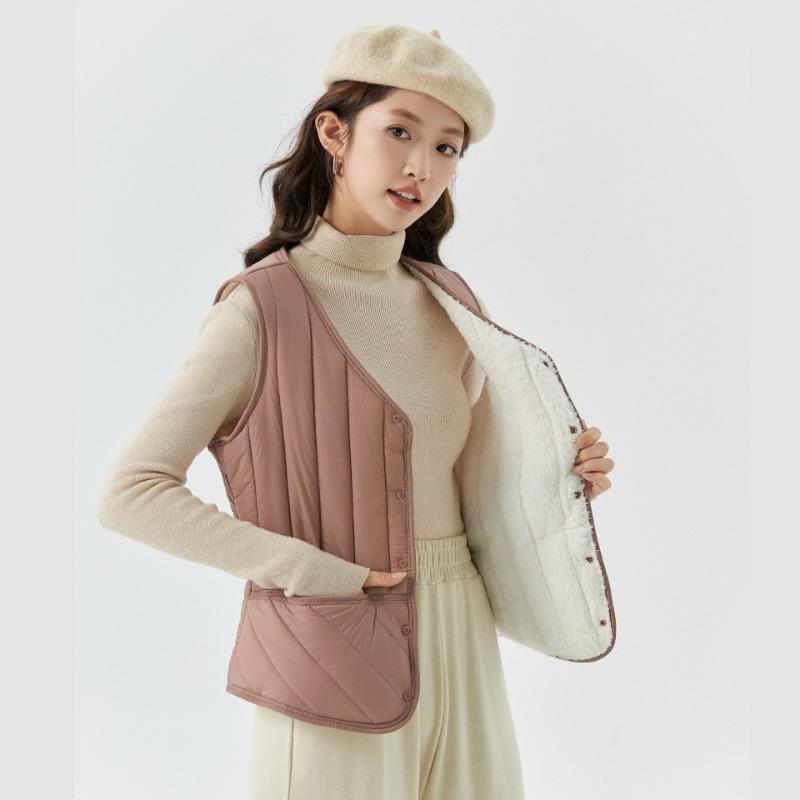 

Женский осенне-зимний короткий жилет-подкладка, повседневный, теплый, молодежный, практичный, с карманами, удобный женский жилет 8703 двухсторонний 5XL (within 75kg)