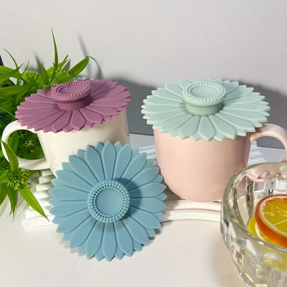 1pc of Silicone Lid for Cups Featuring a Sunflower Design - a Versatile Cover That Prevents Dust And Leaks for Tea And Coffee Mugs