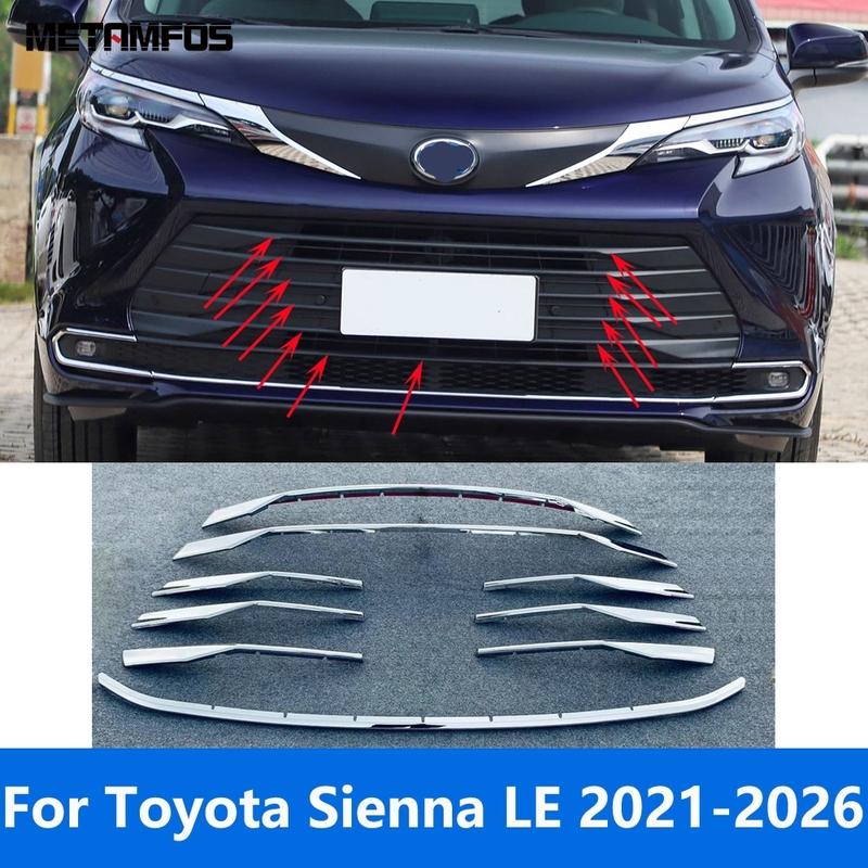 Front Center Grille Trim For Toyota Sienna LE -2025 2026 Chrome Racing Grill Molding Trim Sticker Accessories Car Styling