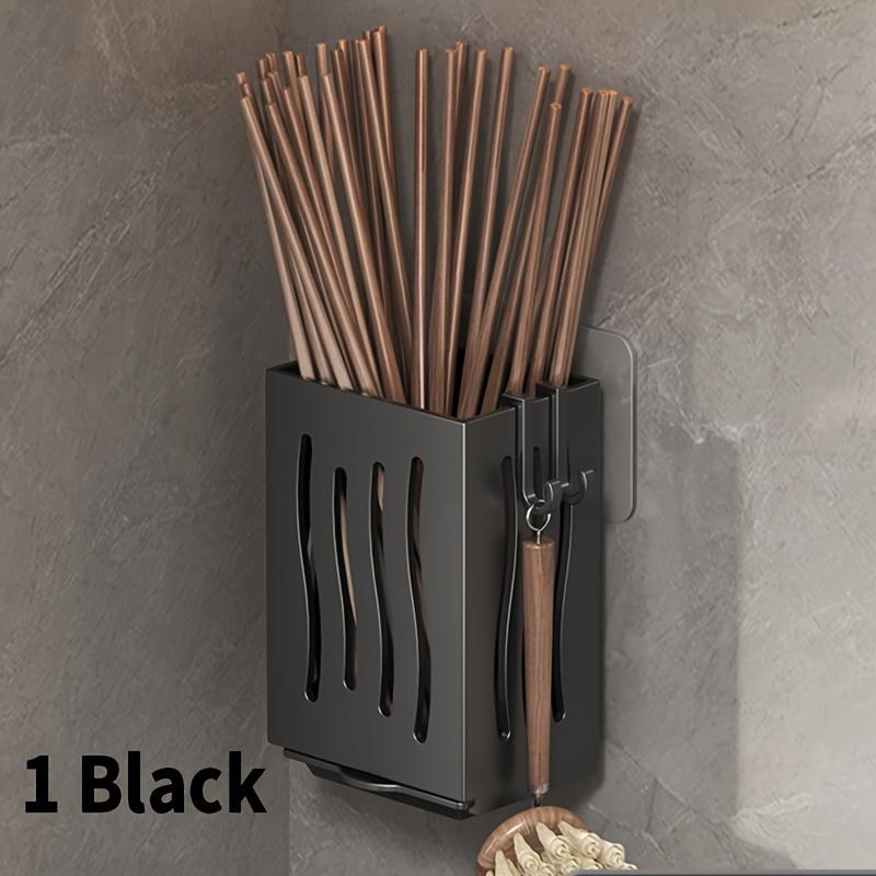 

Настенная кухонная клетка для хранения со сливным поддоном. Держатель для палочек для еды. Ящик для хранения ложек. Ящик для слива столовых приборов для кухонной утвари. Кухонные предметы для хранения. чёрный