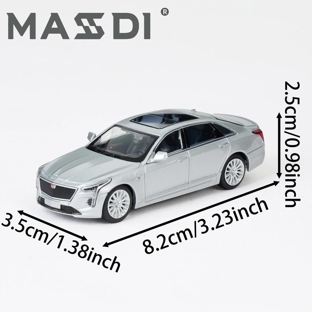 Alloy Cadillac CT6-Black and silver car model, sliding, detail reproduction, children's toys, adult collectible miniature model