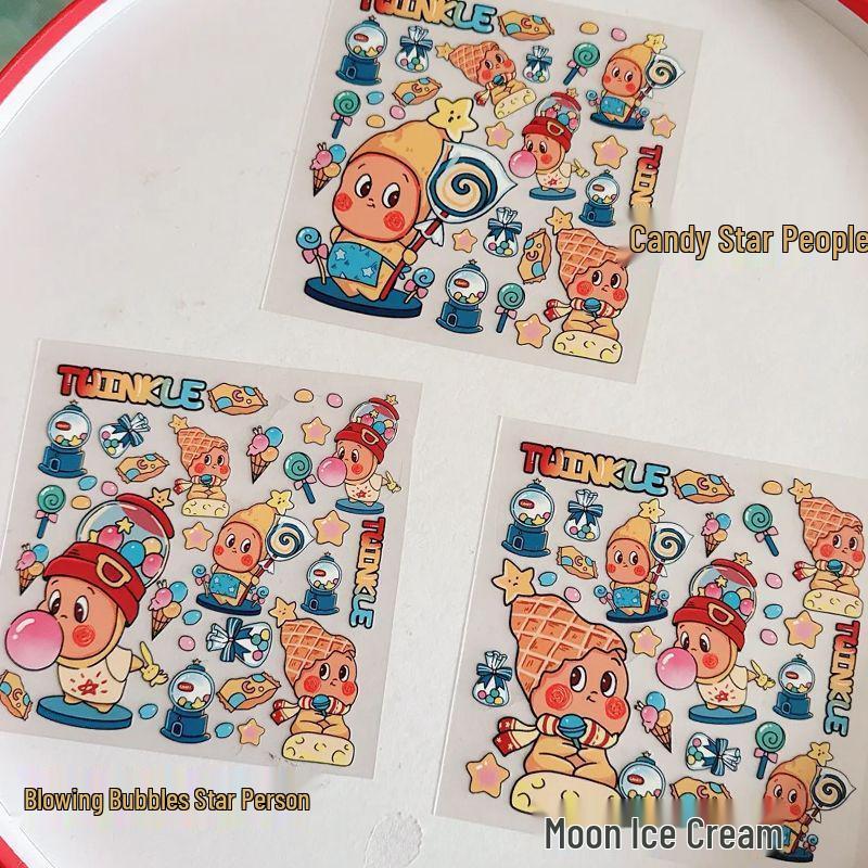 Star Person Stickers: Cute, Waterproof, DIY Nail Art, Phone & iPad Case Decor Bubble Star Person [1 sheet]