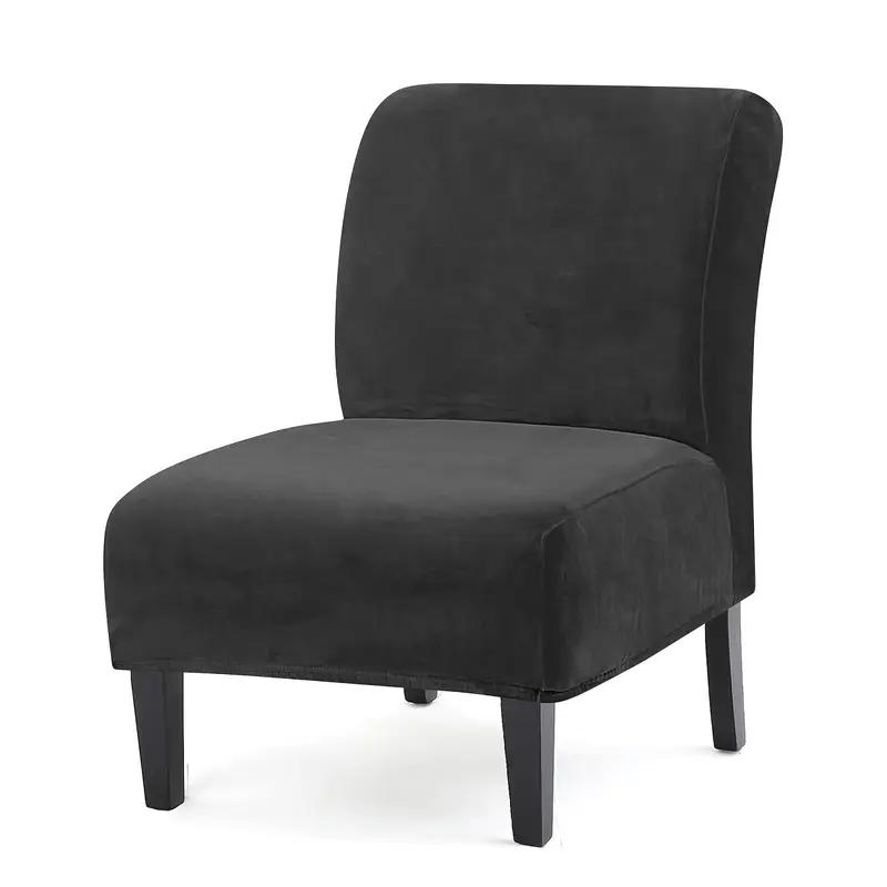 Solid Color Velvet Armless Chair Cover Stretch Dust-Proof Accent Chair Cover Single Sofa Slipcover For Bar Counter El Decor