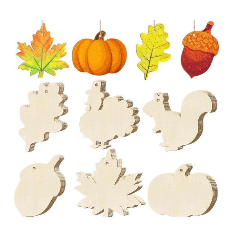 36 Natural Wood Thanksgiving Maples Leaf Ornamen Handcrafted Autumns Decors For Festival Seasonal Display