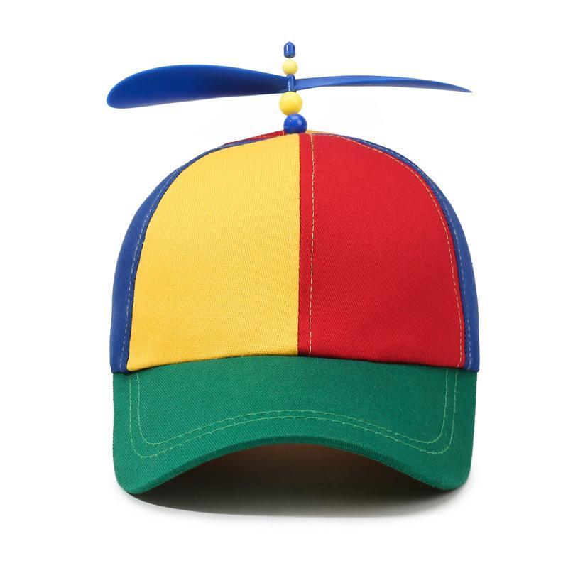 Fun Propeller Baseball Cap Fashion Color Block Bamboo Dragonfly Design Spring Autumn Breathable Hat for Hiking Cycling Use
