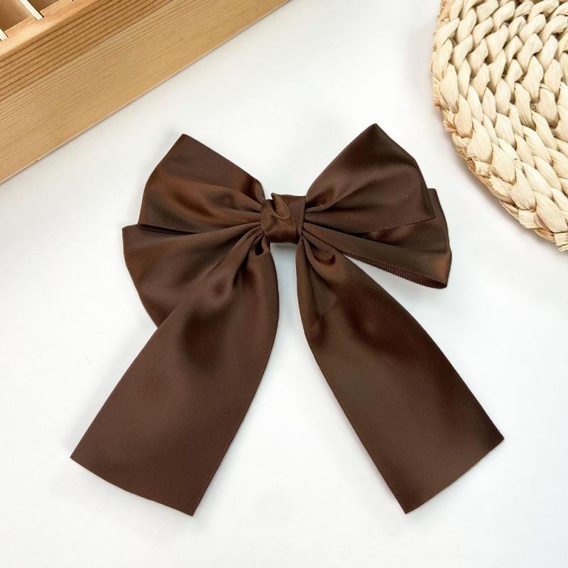New Large Satin Layered Bows Hair Clip Ribbon Silky Bowknot Hairpin Barrettes Hair Accessories for Women Girl
