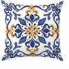 1Pc Portuguese Azulejo Style Decorative Pillowcase, 2D Double Sided Print Polyester Cushion Cover, Boho Geometric Home Accent Pi