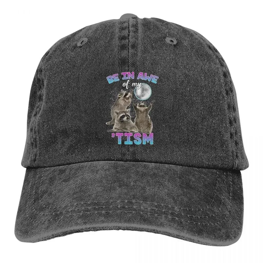 Baseball Cap Rizz Em With The Tism Accessories Unisex Casual Distressed Denim Washed Funny Animal Sun