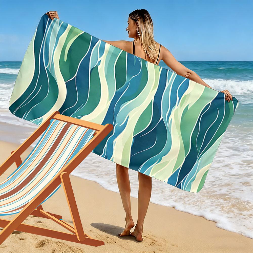 Ocean Wave Pattern Beach Towel Beach Towel Quick-drying for Travel Outdoor Sports Jogging Beach and Swimming