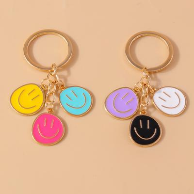Lovely Smile Face Keychain Emoticon Key Ring Pendants for Women Girls Handbag Decor Charms DIY Jewelry Gifts