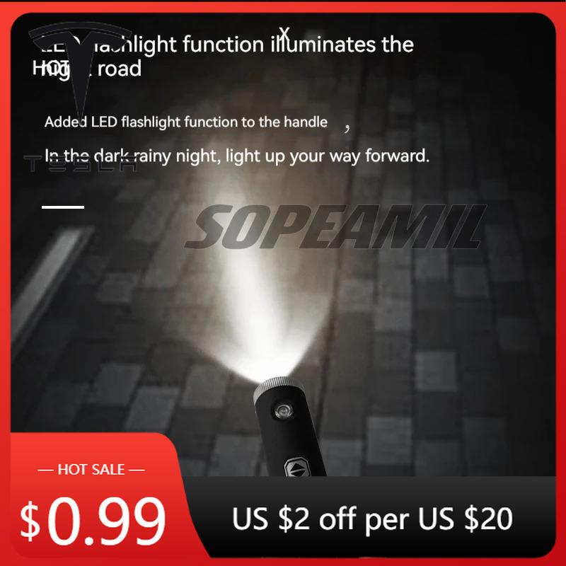 Car Sticker Tesla Car Led Light Automatic Folding Windproof Sunshade Umbrella For Tesla Cybertruck Beast Roadster Model 3 Model