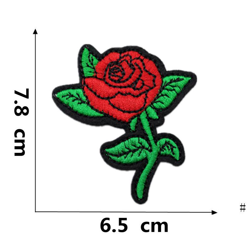 Rose Plum Blossom Embroidered Iron-On Fabric Patch for Clothing Decoration