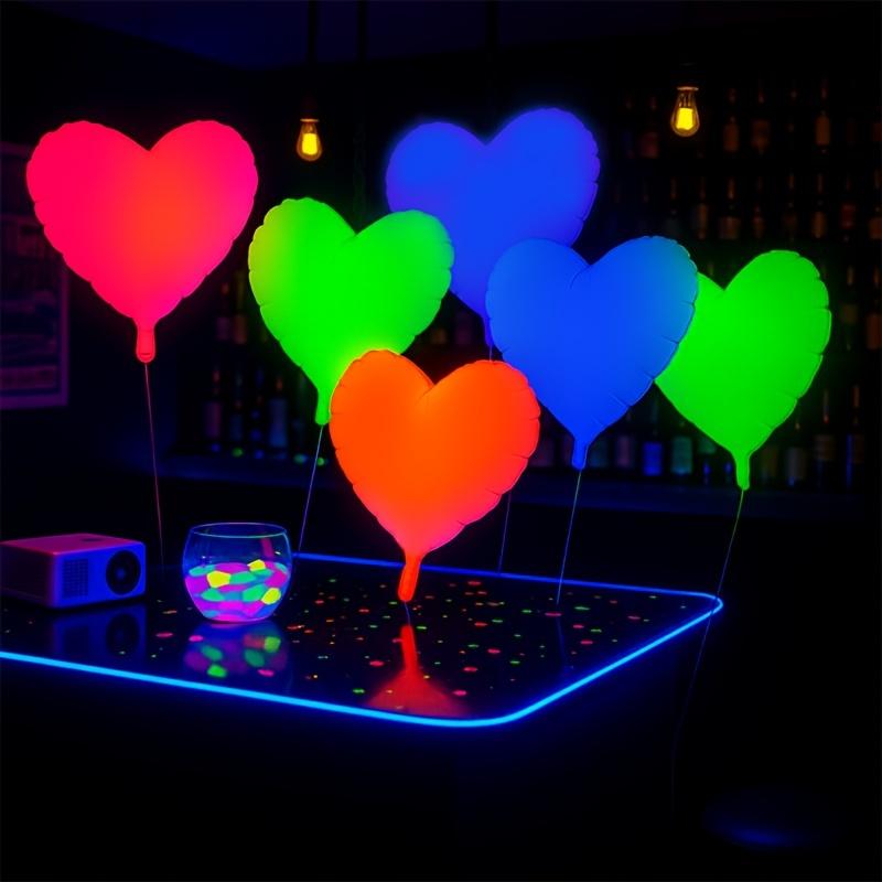 6 ks fluorescentních balónků, narozeninové balónky, party dekorace, party potřeby, ve tvaru srdce, pěticípé hvězdy