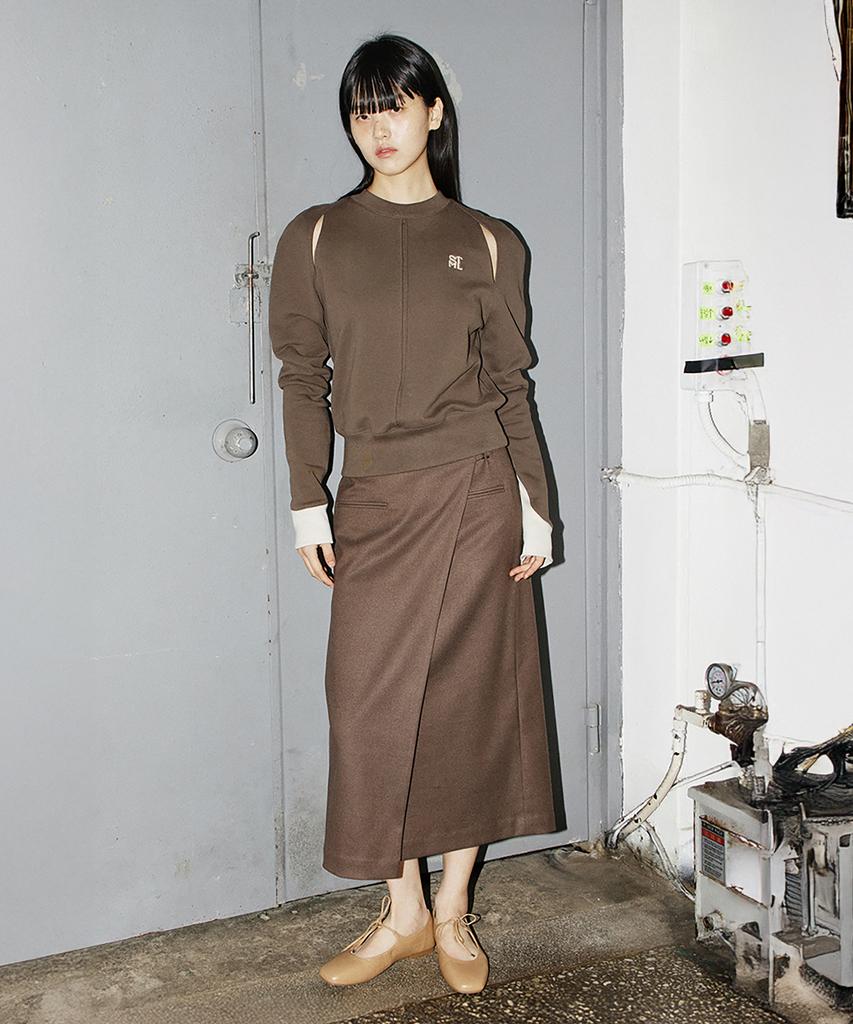 Seutimillon Dual-Way Buckle Point Long Skirt_Brown