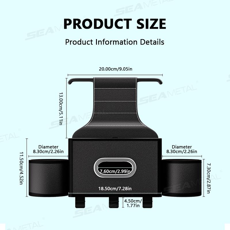Car Hook Storage Bag Seat Back Water Cup Phone Holder Tissue Box Rear Storage Organizer Car Interior Accessories
