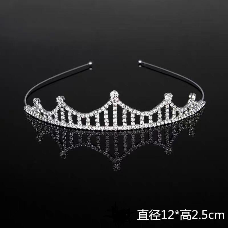 Children's Crown Headband Little Girl Alloy Crown Hair Accessories Children's Day Event Rhinestone Headwear