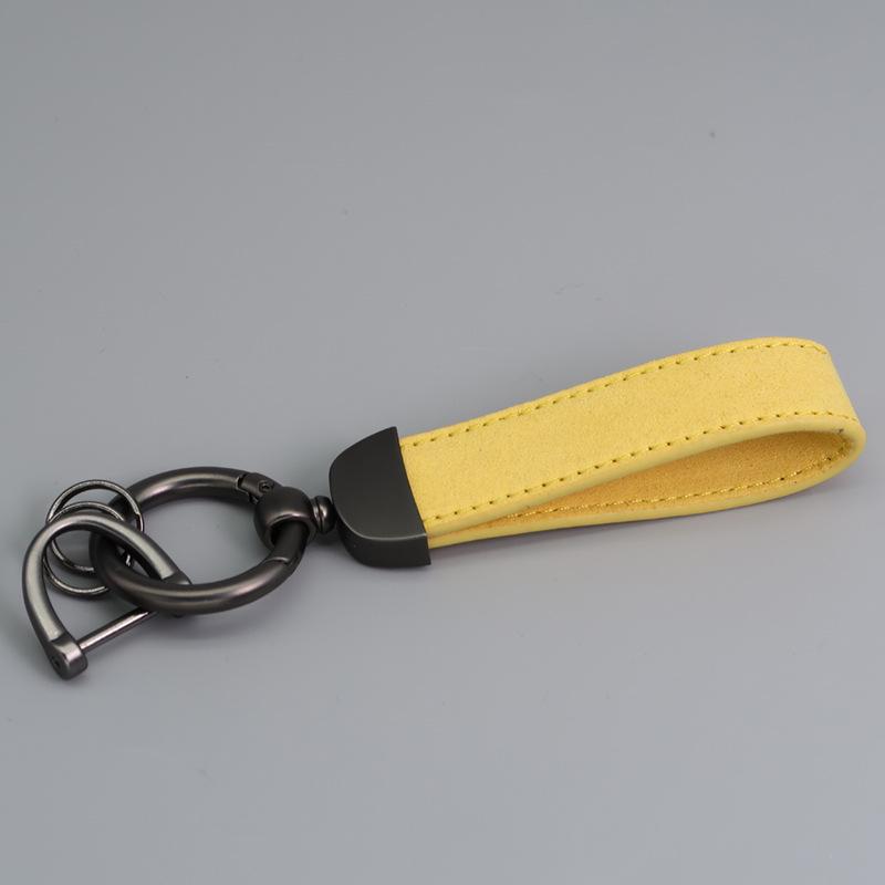 Customizable Microfiber Suede Car Keychain - Laser Engraved Logo Gift