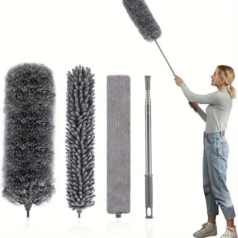 Electrostatic Dust Duster Retractable Long Pole Lint-Free for Ceiling Fan Window Sill Home Household High-Reach Dusting Tool