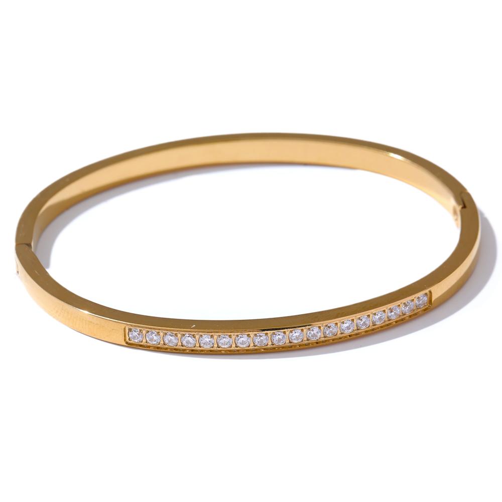 

Yhpup 60mm Chic Shiny Cubic Zirconia Daily Bracelet Bangle 316L Stainless Steel Fashion Trendy Waterproof Jewelry Accessories
