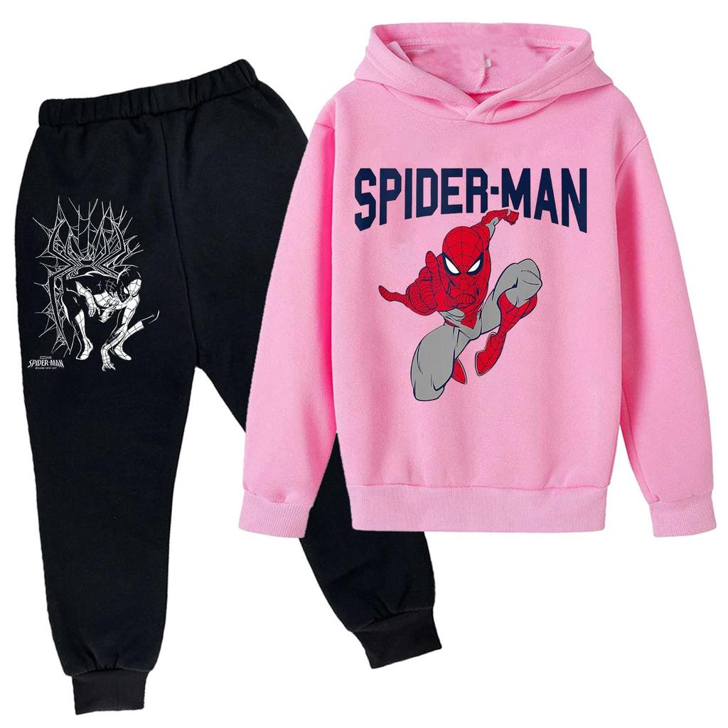 Kids Printed Hoodie and Sweatpants Set Long Sleeve Loose Fit Pullover Outfit for Boys and Girls