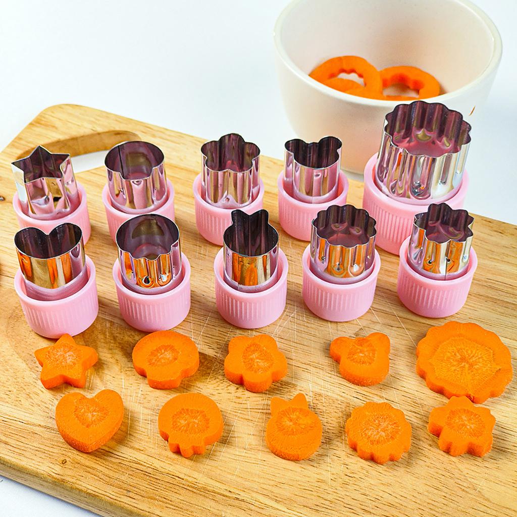 6/8/10/12 Pcs Vegetables Cutter Flower Animal Cartoon Shape Mold Fruit Cake Cookie Cutting Mold Kids Food Baking Styling Tools