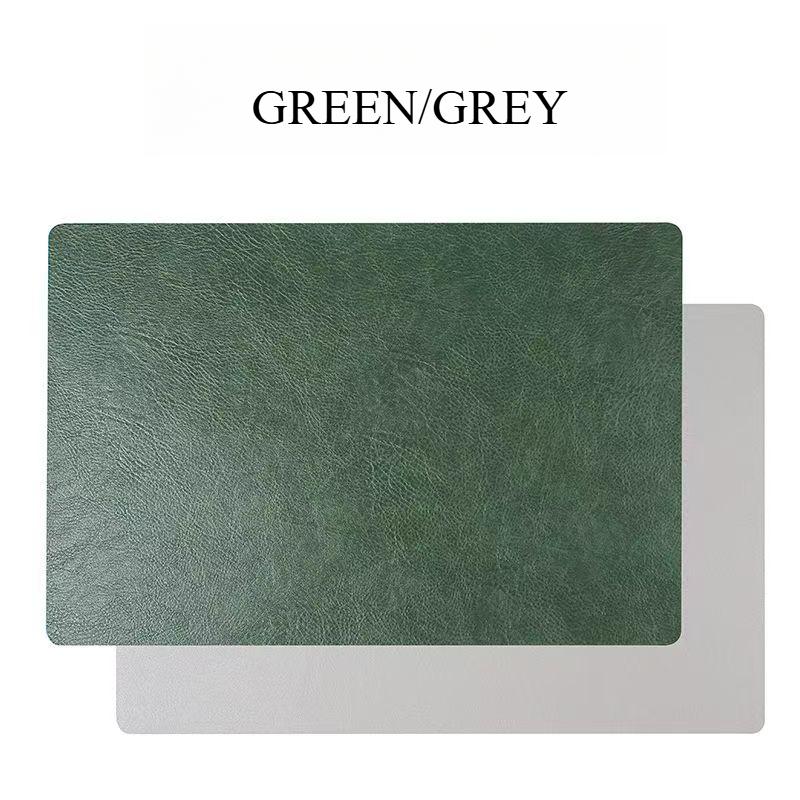Inmos 4PC Cowhide-style Waterproof and Oil-resistant Faux Leather Table Mat Double-sided Rectangular Placemat Wash-free Design