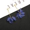 Korean Flower Petals and Leaves Long Fringed Stud Earrings, Japanese and Korean Personality Small, Fresh and Versatile Student Jewelry