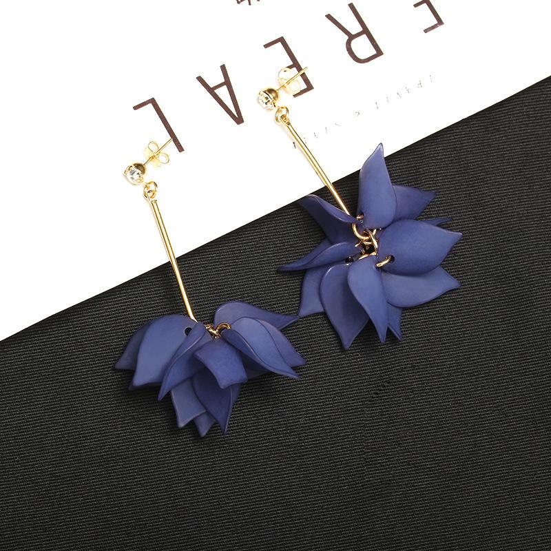 Korean Flower Petals and Leaves Long Fringed Stud Earrings, Japanese and Korean Personality Small, Fresh and Versatile Student Jewelry