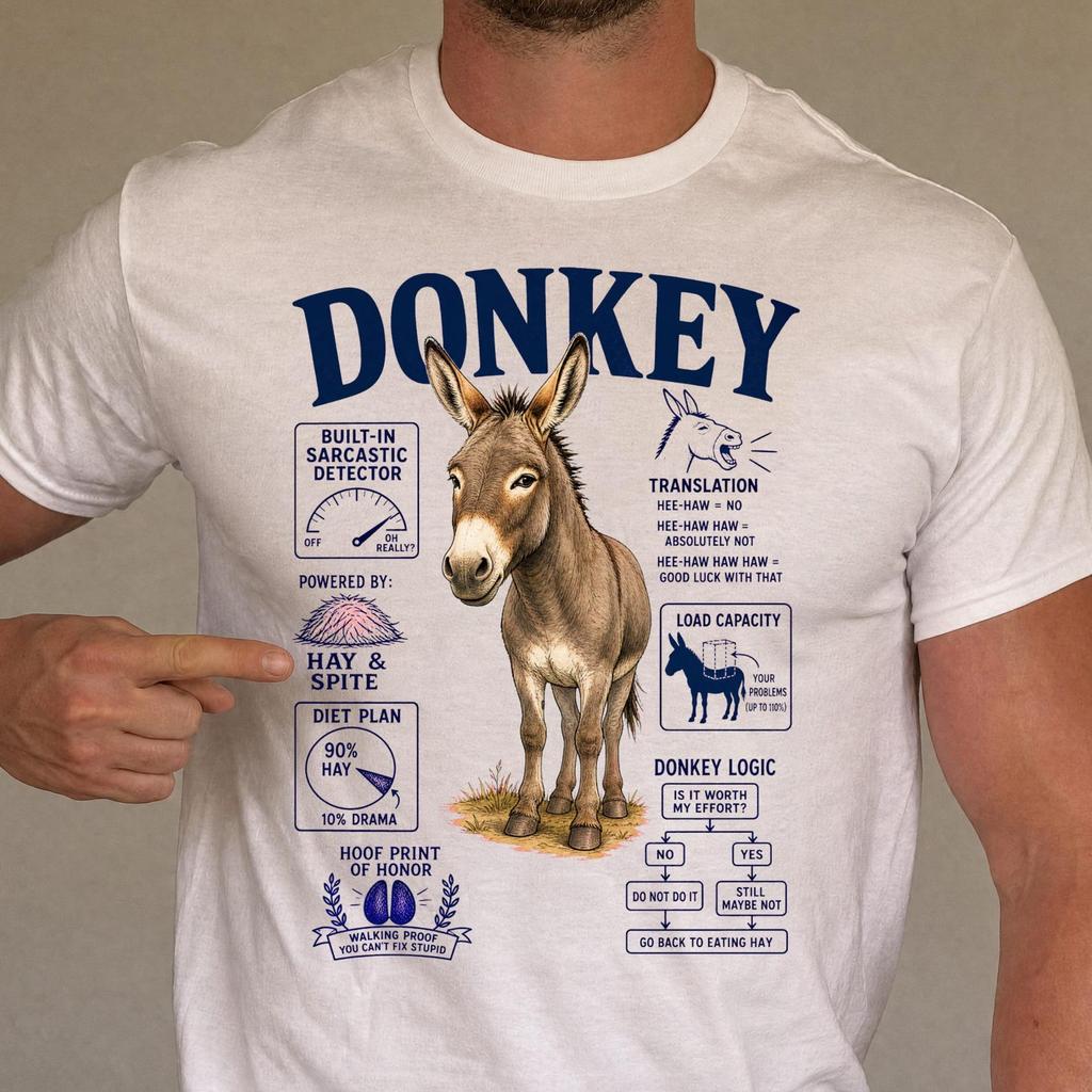 Funny Donkey Shirt - Retro Farm Animals Gift - Sarcastic Donkey Clothing