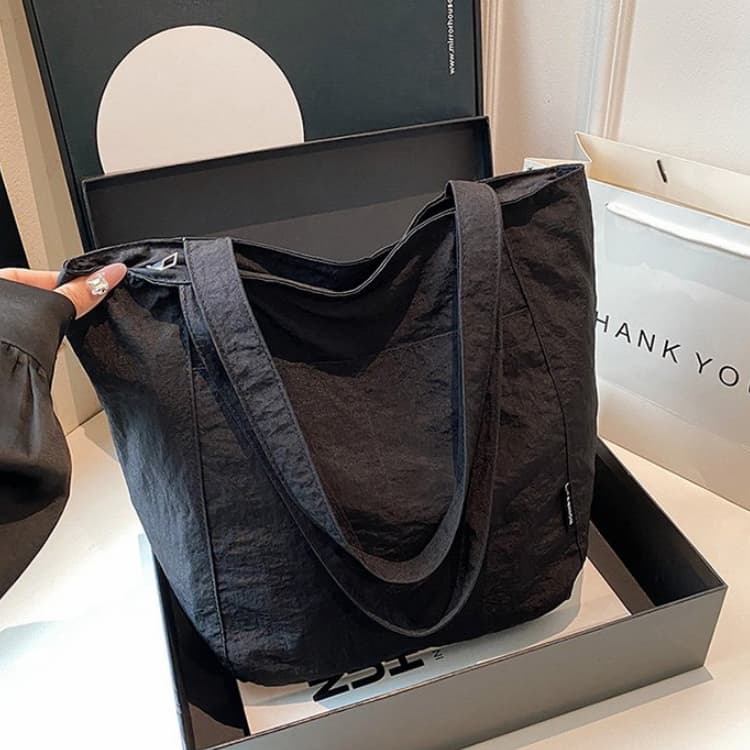 Женская вместительная сумка-тоут, универсальная сумка через плечо чёрный