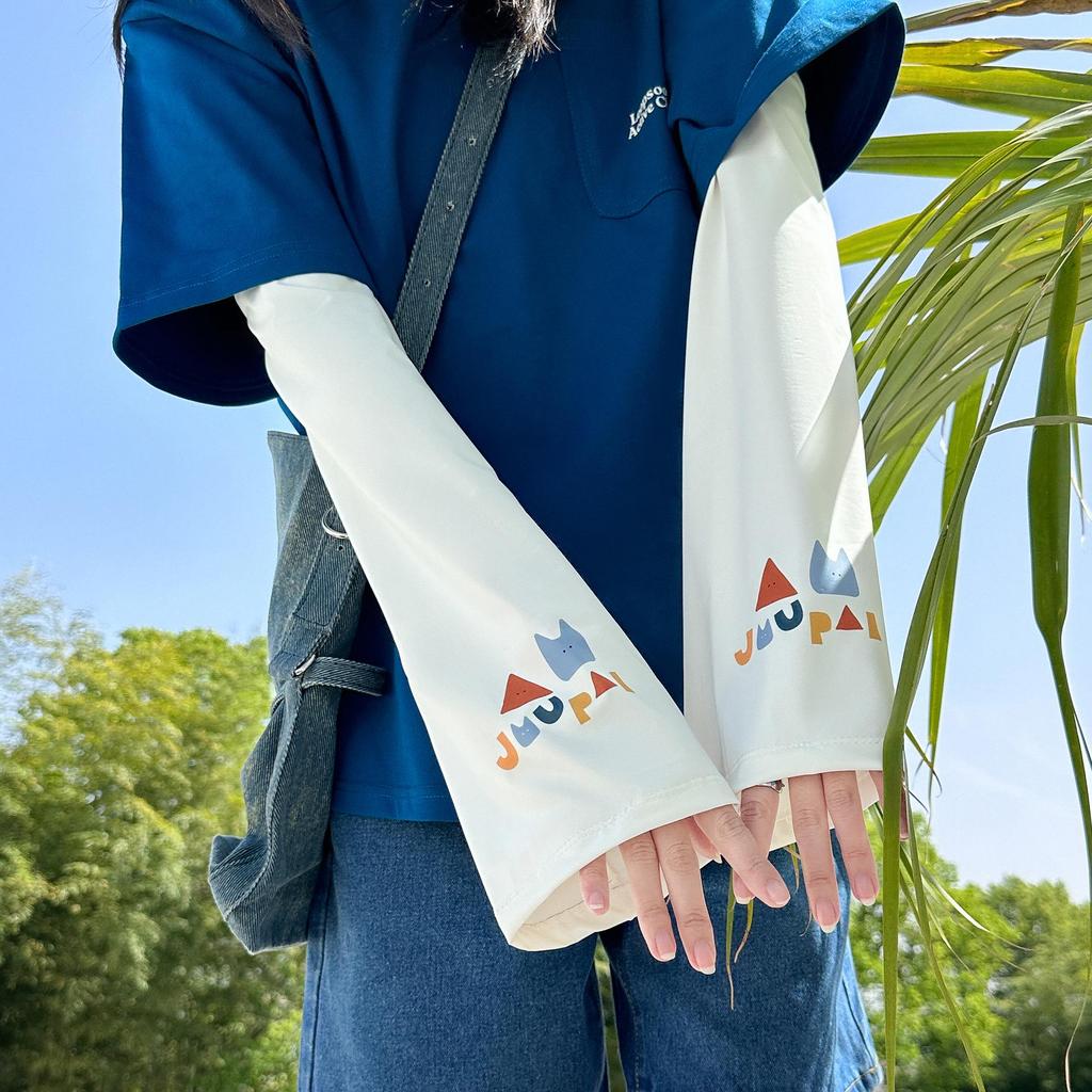 Women's Little Flower Anime Bell-Sleeve UV Protection Ice Sleeves for Summer - Loose Fit for Driving, Cycling & Outdoor Activities