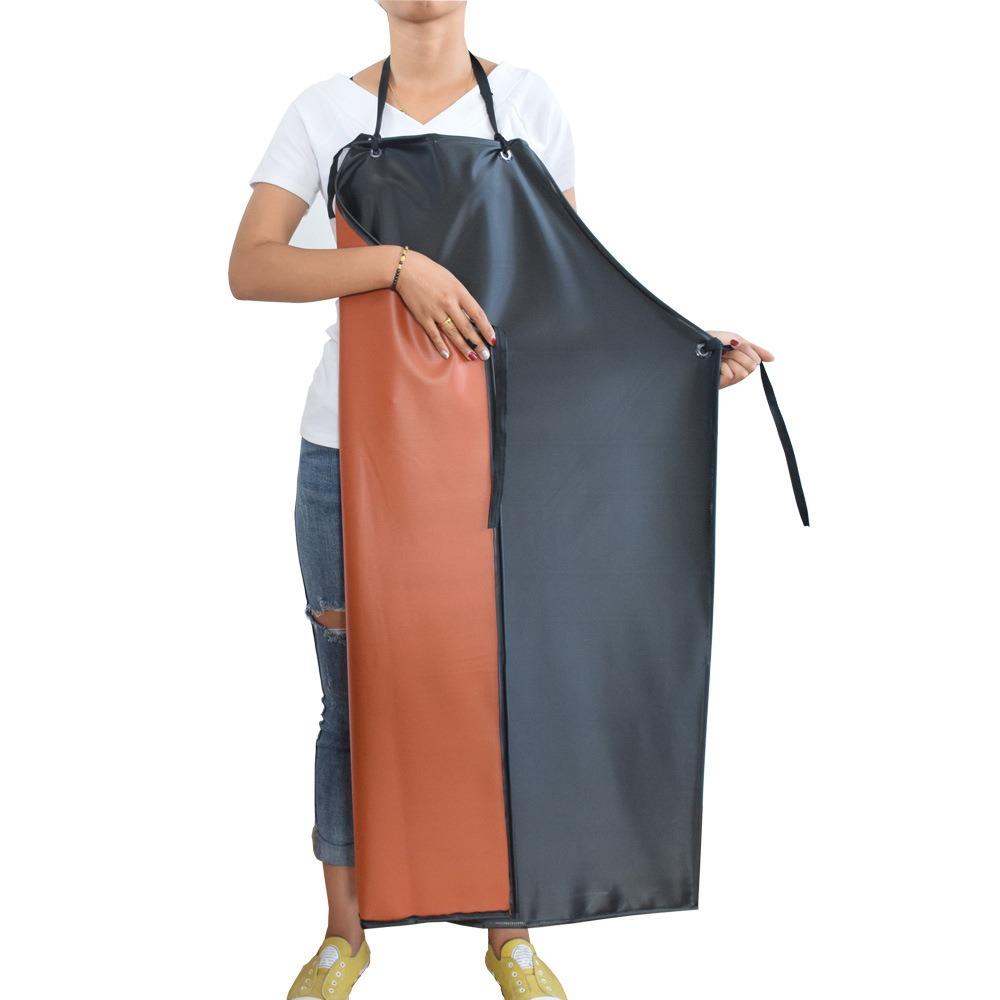 

Thickened Kitchen Cooking Apron Waterproof Dishwashing Cleaning Apron Industrial Use Black Red