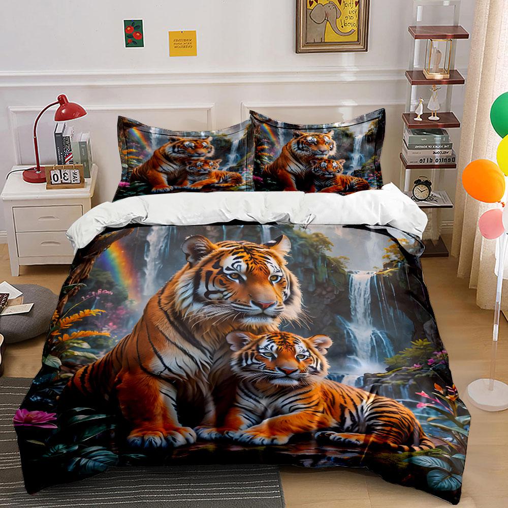 Wildlife Tiger Wall Decor Multiple Sizes Kid'S And Adults' Bedroom Exquisite 3Pc Bedding Set, Gift