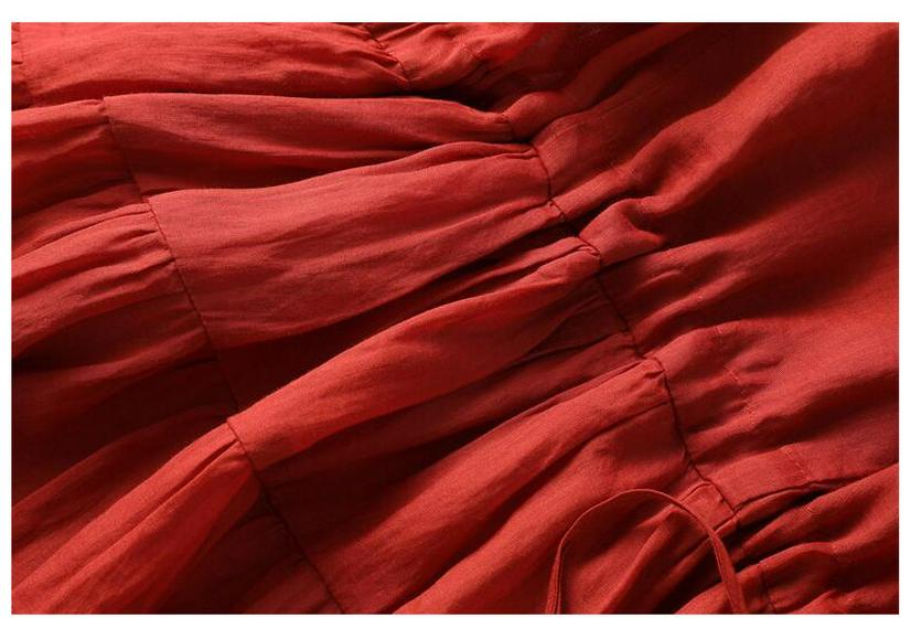 2023 Summer Retro Women's Plus Size Cotton Linen Dress with Hollow Design and Loose Waist
