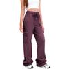 Women Cargo Sweatpants Stacked Pants Warm Fleece Drawstring Waist Casual Joggers Trousers